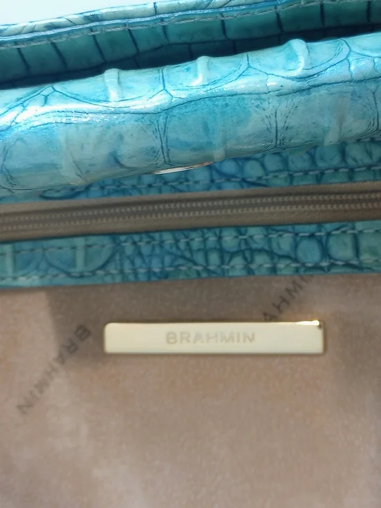 Brahmin Julian Melbourne Tote, Astral, Crocodile Embossed Leather, Aqua - Picture 15 of 16